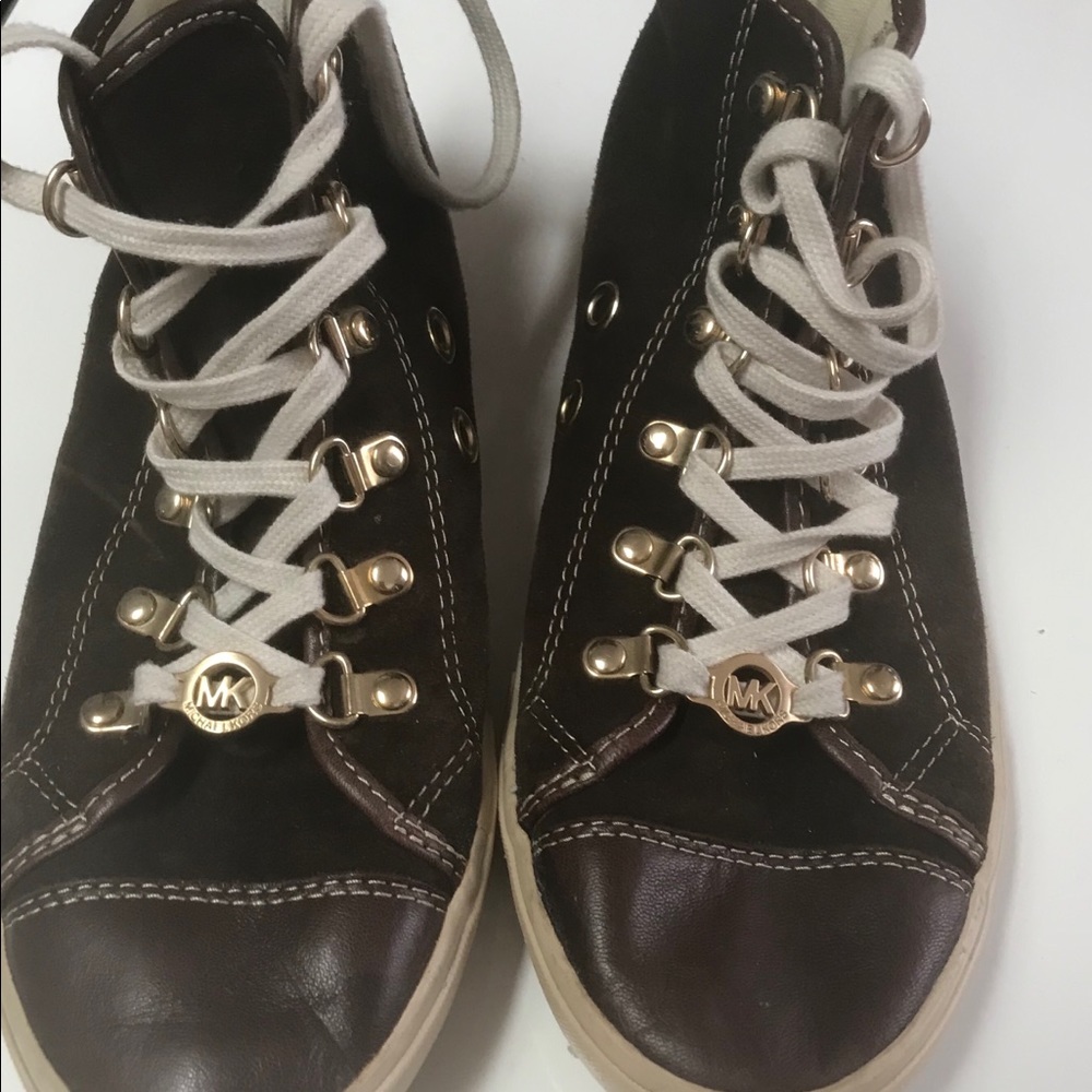 Michael Kors brown suede sneakers.